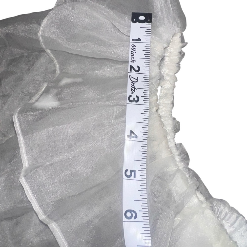 Show Me Your MuMu Russella Ruffle Top Sheer White Organza Crop Top Medium Bridal - Picture 10 of 11